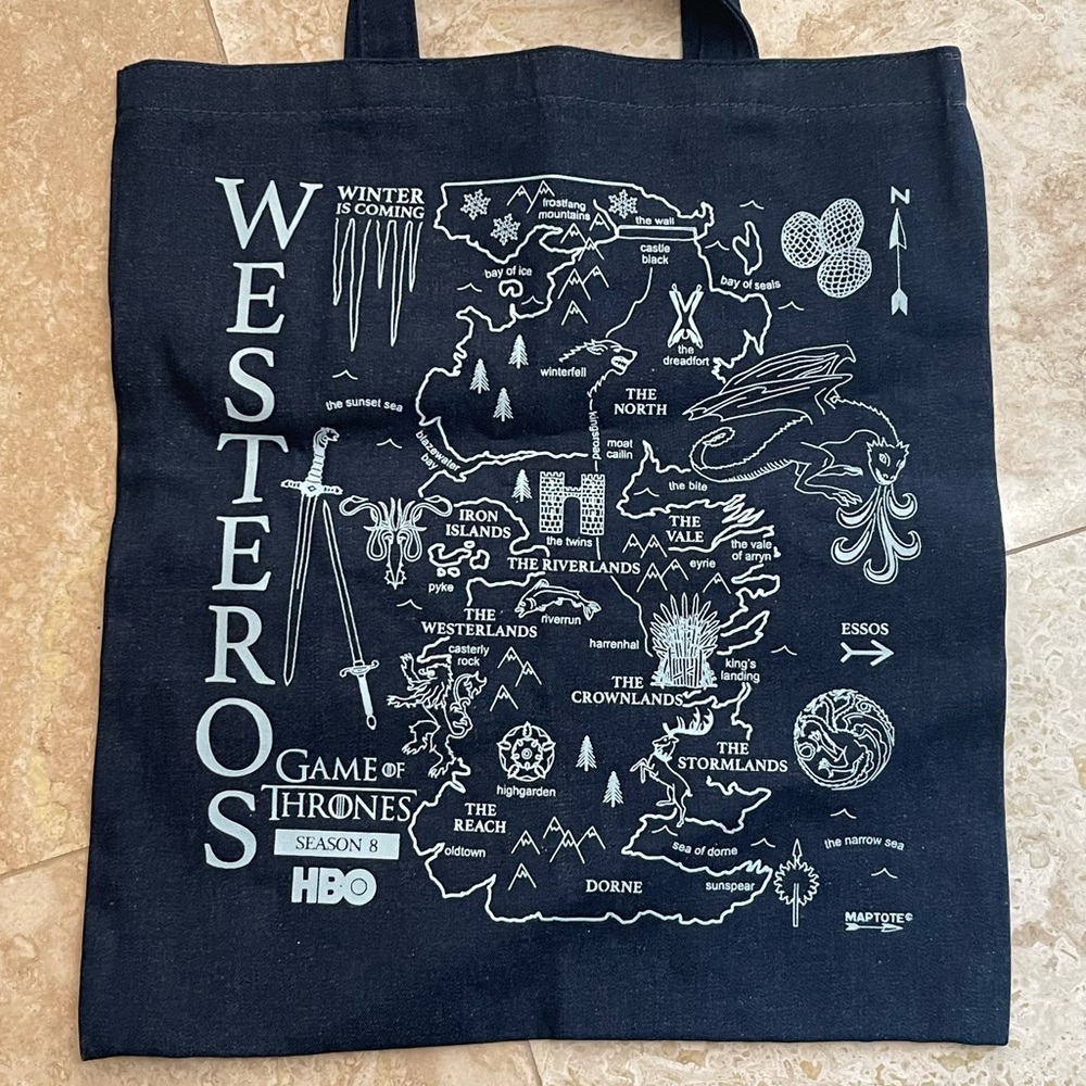 NWT Game of Thrones Denim Map Tote Rare
